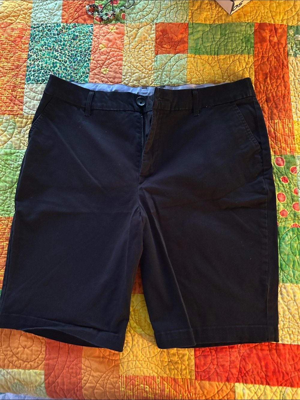 croft & barrow Navy Flat-Front Chino Bermuda Shorts